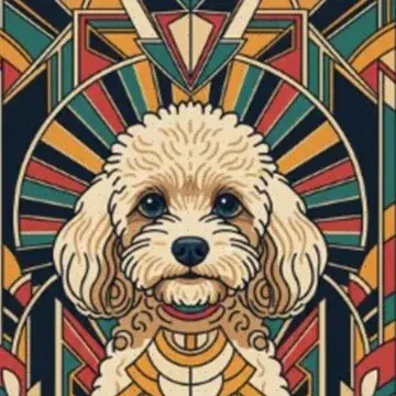 The Expat Pal mark: an art deco portrait of a small dog