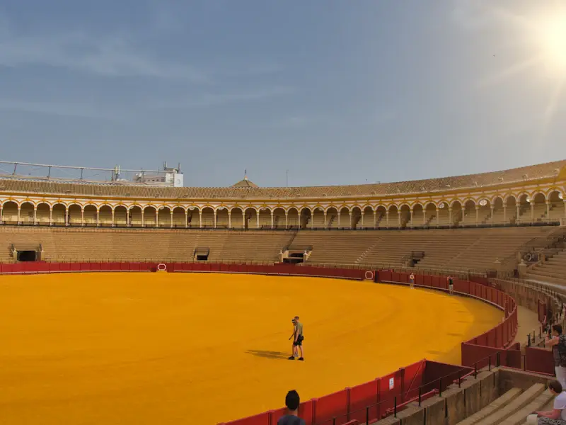 The sand of the bullring seen from the stands